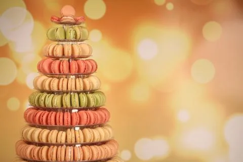 Pyramid of assorted macaroons Stock Photos
