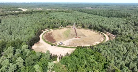 The Pyramid of Austerlitz monument consisting of a grass clad pyramid shaped Stock Footage 211407123