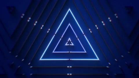 Pyramid Blue Neon Lights Stock Footage 273298324