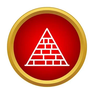 Pyramid brick structure building flat outline icon Ilustración de archivo