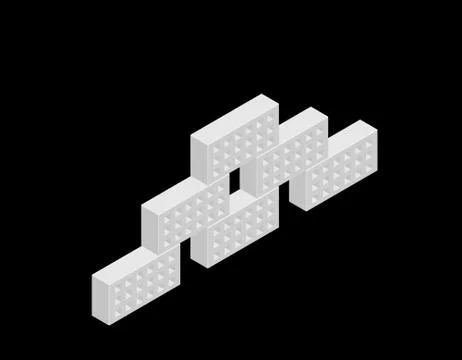 Pyramid of bricks. Isolated on black background. 3D Vector illustration. 스톡 일러스트