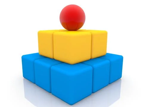 Pyramid building from toy blocks Ilustración de archivo