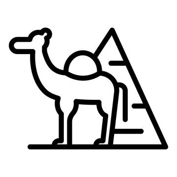 Pyramid camel icon outline vector. Cairo desert Stock Illustration