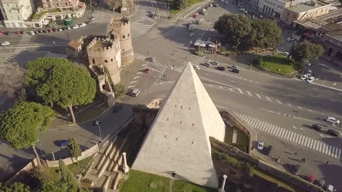 The Pyramid of Cestius in Rome Stock Footage 84851381
