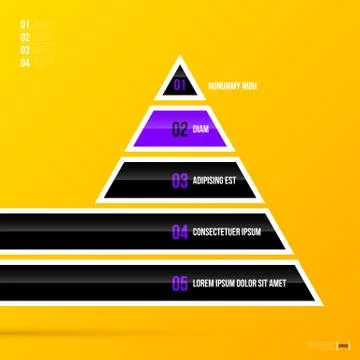 Pyramid chart on bright yellow background. EPS10 Stock Illustration