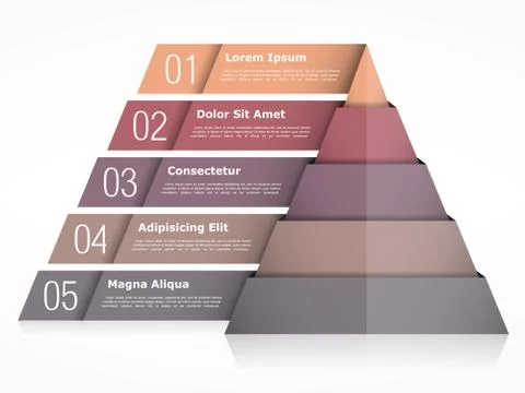 Pyramid Chart with Five Elements Illustrazione stock