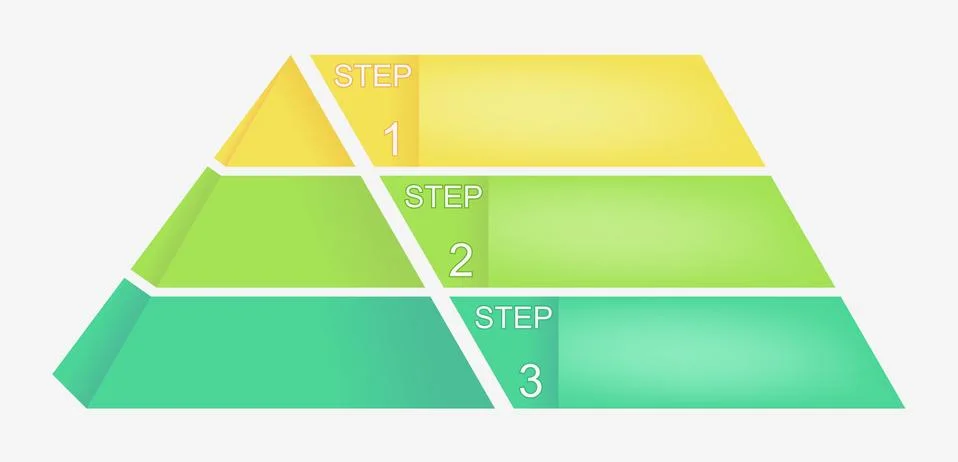 Pyramid chart with four elements with numbers and text, pyramid infographic Stock Illustration