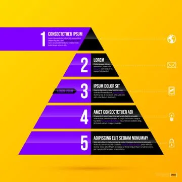 Pyramid chart template on bright yellow background in modern corporate style. Stock Illustration