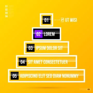 Pyramid chart template on bright yellow background in modern corporate style. Stock Illustration