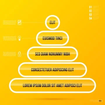 Pyramid chart template on bright yellow background in modern corporate style. Stock Illustration