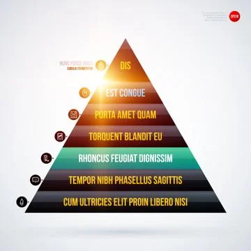 Pyramid chart template with glowing lights on white background. EPS10 Stock Illustration