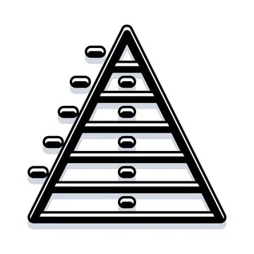 Pyramid chart visualizing levels, hierarchy, and progress 库存插图