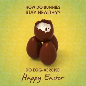 Pyramid of chocolate easter eggs on spring background Stock Illustration