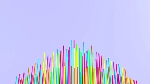 Pyramid of colored narrow cylinders. Stock Footage 323441794