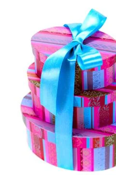 Pyramid of colorfull gift boxes Stock Photos