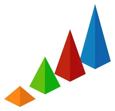 Pyramid column chart icon. Isometric color element Stock Illustration