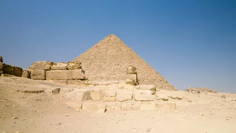 Pyramid Complex Of Limestone Plateau In Giza, Egypt, Middle East. Tilt-up Stock Footage 282847484