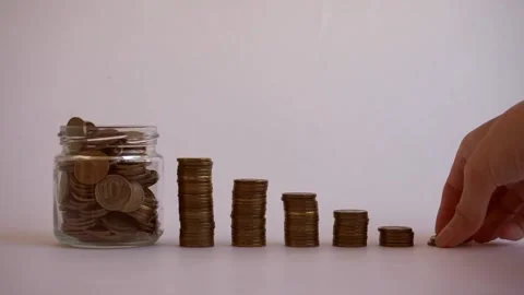 A pyramid consisting of coins. Stock Footage 206346149