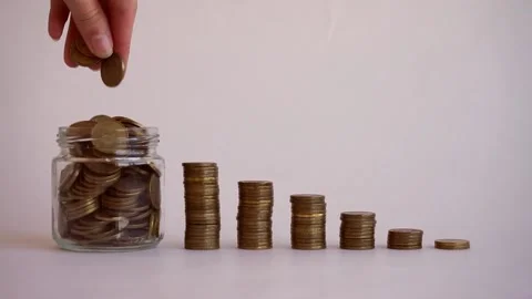 A pyramid consisting of coins. Stock Footage 206346311