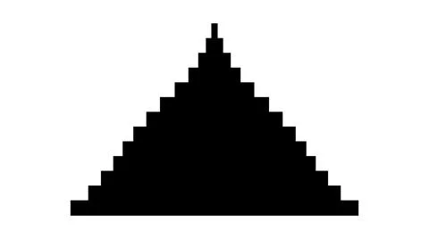 Pyramid consisting of horizontal rectangles. Black silhouette. Simplistic pixel Stock Illustration