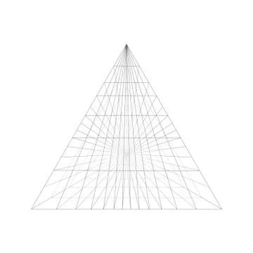 Pyramid construction in perspective isolated on white background Stockillustratie