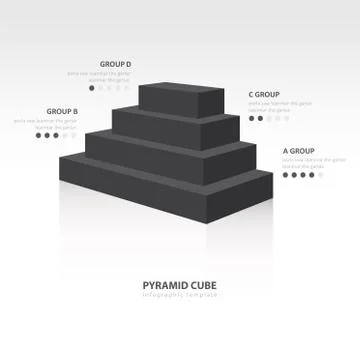 Pyramid cube  infographic side view black color balance Stock Illustration