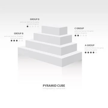 Pyramid cube  infographic side view white color balance Stock Illustration