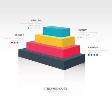 Pyramid cube  infographic side view Stock Illustration