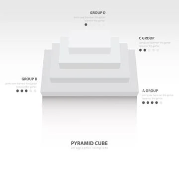 Pyramid cube  infographic top view white color balance Stock Illustration