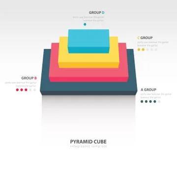 Pyramid cube  infographic top view Stock Illustration