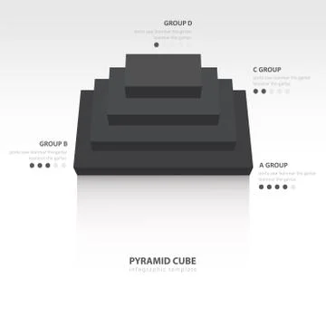 Pyramid cube  infographic top view black color balance Stock-Illustration