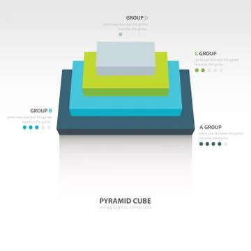 Pyramid cube  infographic top view 4 color Stock Illustration