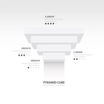 Pyramid cube upside down infographic template  white color balance Stock Illustration