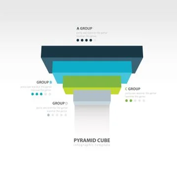 Pyramid cube upside down infographic template Stock Illustration