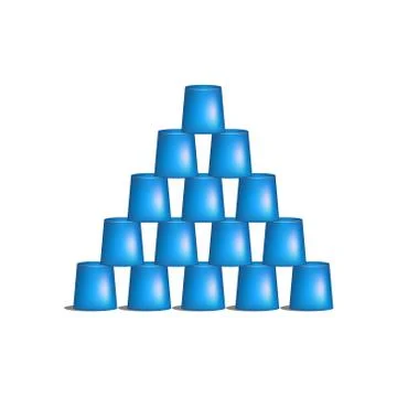 Pyramid of cups in blue design Stock Illustration
