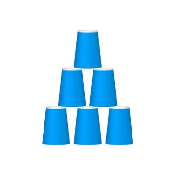 Pyramid of cups in blue design Stock Illustration
