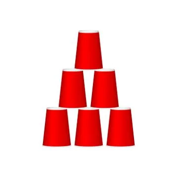 Pyramid of cups in red design Stock Illustration