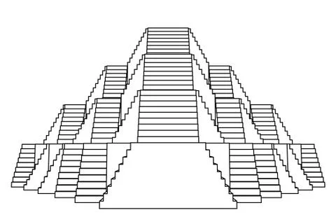 Pyramid design construction front view line drawing vector illustration 스톡 일러스트
