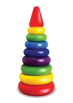 Pyramid. Developing game for children. Bright colored plastic toy. Vector Stock Illustration