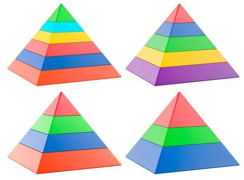 Pyramid diagram levels set. 3D rendering Stock Illustration