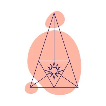 Pyramid. Esoteric symbol. Hand drawn linear Illustrazione stock