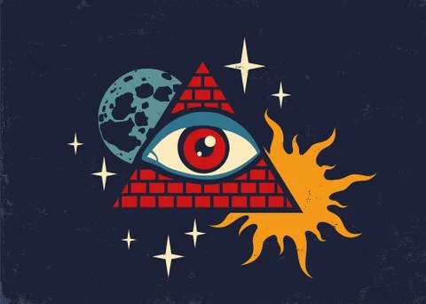 Pyramid with eye 库存插图