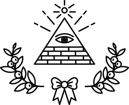 A pyramid with an eye on top of it Stock Illustration