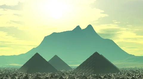 Pyramid on a fantastic planet Stock Footage 44729145