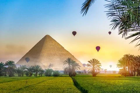 Pyramid in field Stock Photos