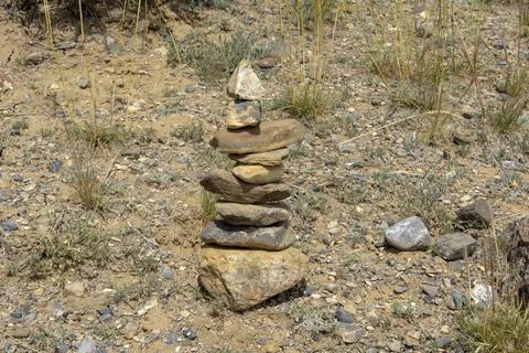 Pyramid of flat stones eae place of spiritual power Stock Photos