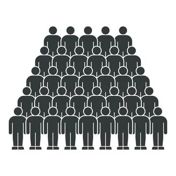 Pyramid Formation of Simplified Human Figures in Silhouette Stock Illustration
