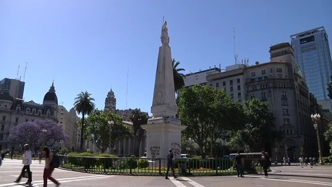 The Pyramid in front of Casa Rosada at Buenos Aires Stock Footage 101938539