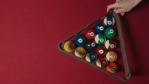 Pyramid before game before billiard game start Stock Footage 188317956