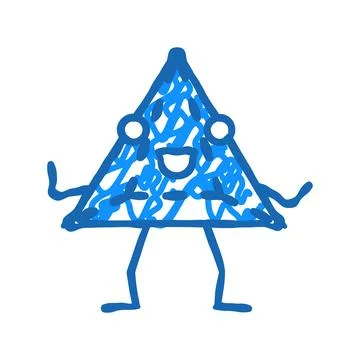 Pyramid geometric shape character icon doodle illustration Illustrazione stock